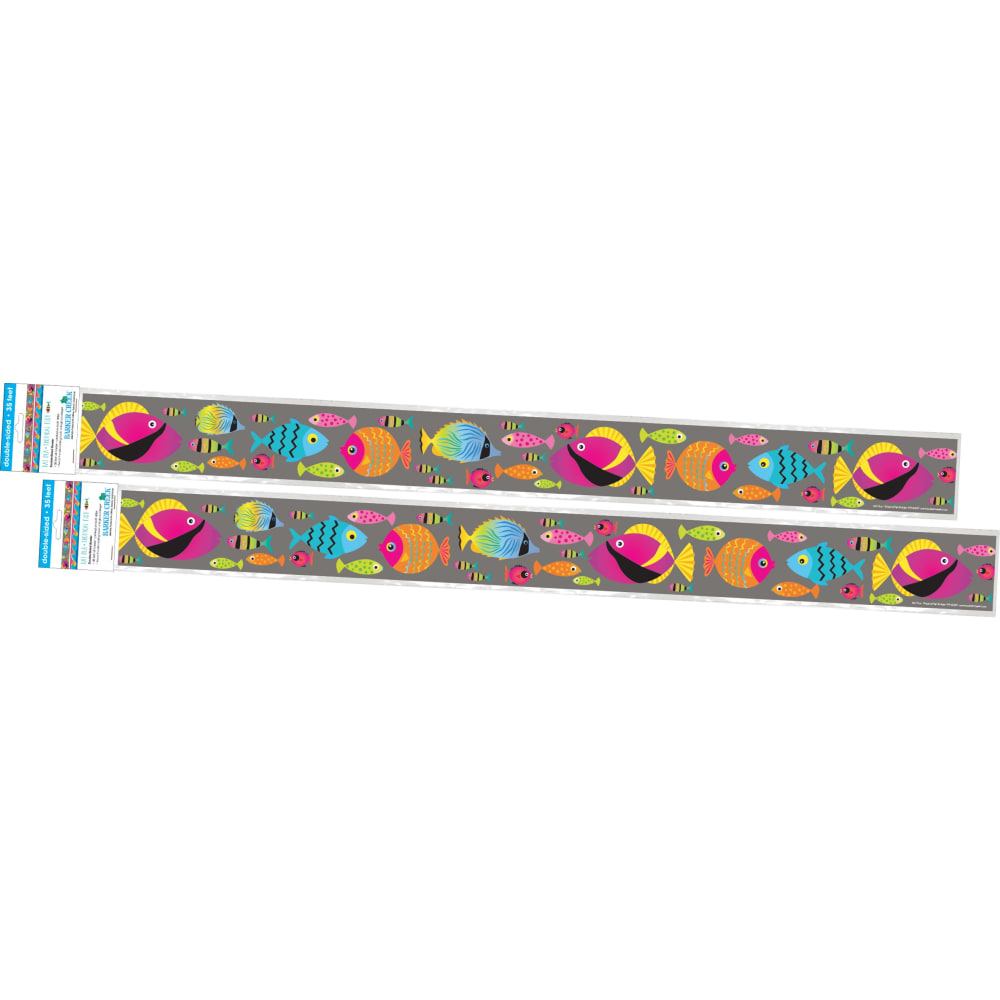 Barker Creek Double-Sided Straight-Edge Border Strips, Kai Ola Tropical Fish, 3in x 35in, Set Of 24 Strips MPN:4308