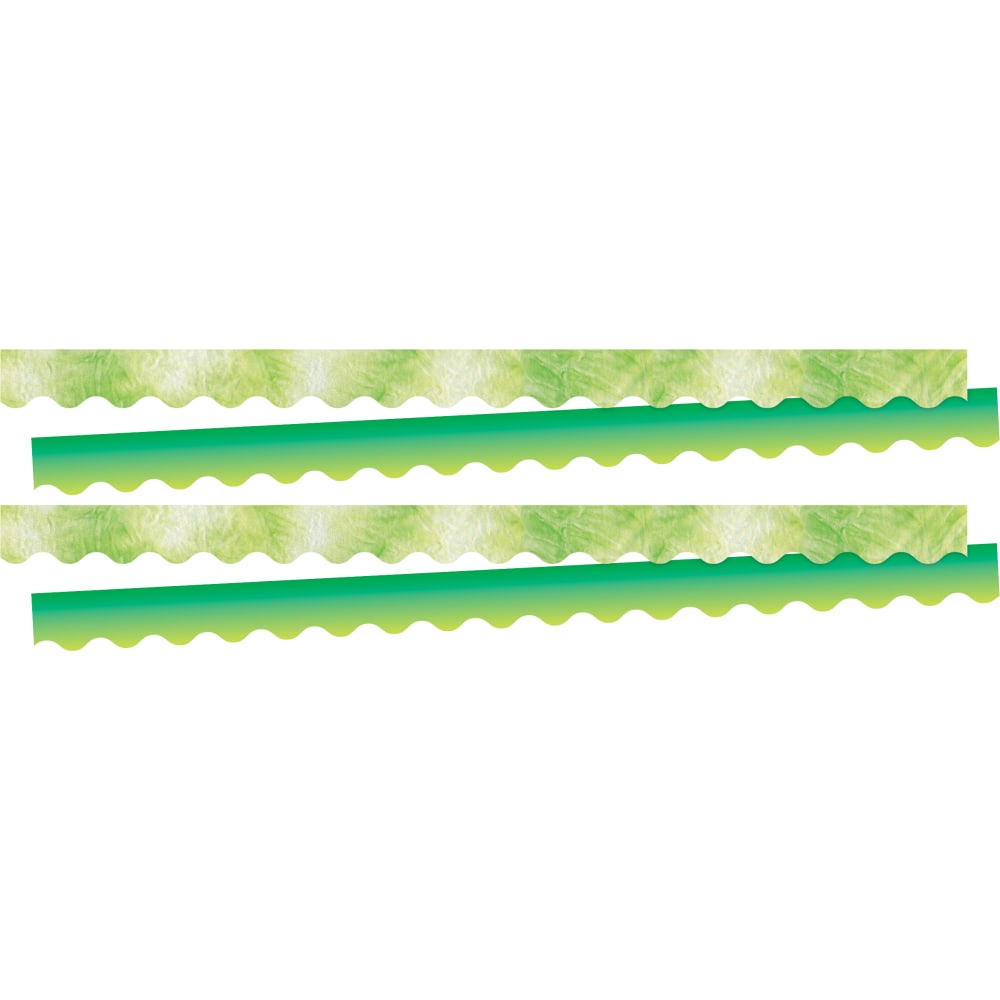 Barker Creek Double-Sided Scalloped-Edge Border Strips, Lime Tie-Dye/Ombre, 2-1/4in x 36in, Set Of 26 Strips MPN:4330