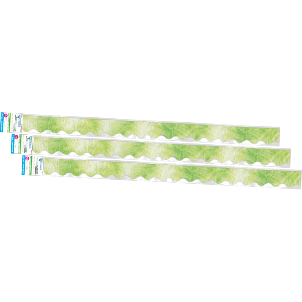 Barker Creek Double-Sided Scalloped-Edge Border Strips, 2-1/4in x 36in, Lime Tie-Dye, Pack Of 39 Strips MPN:4334