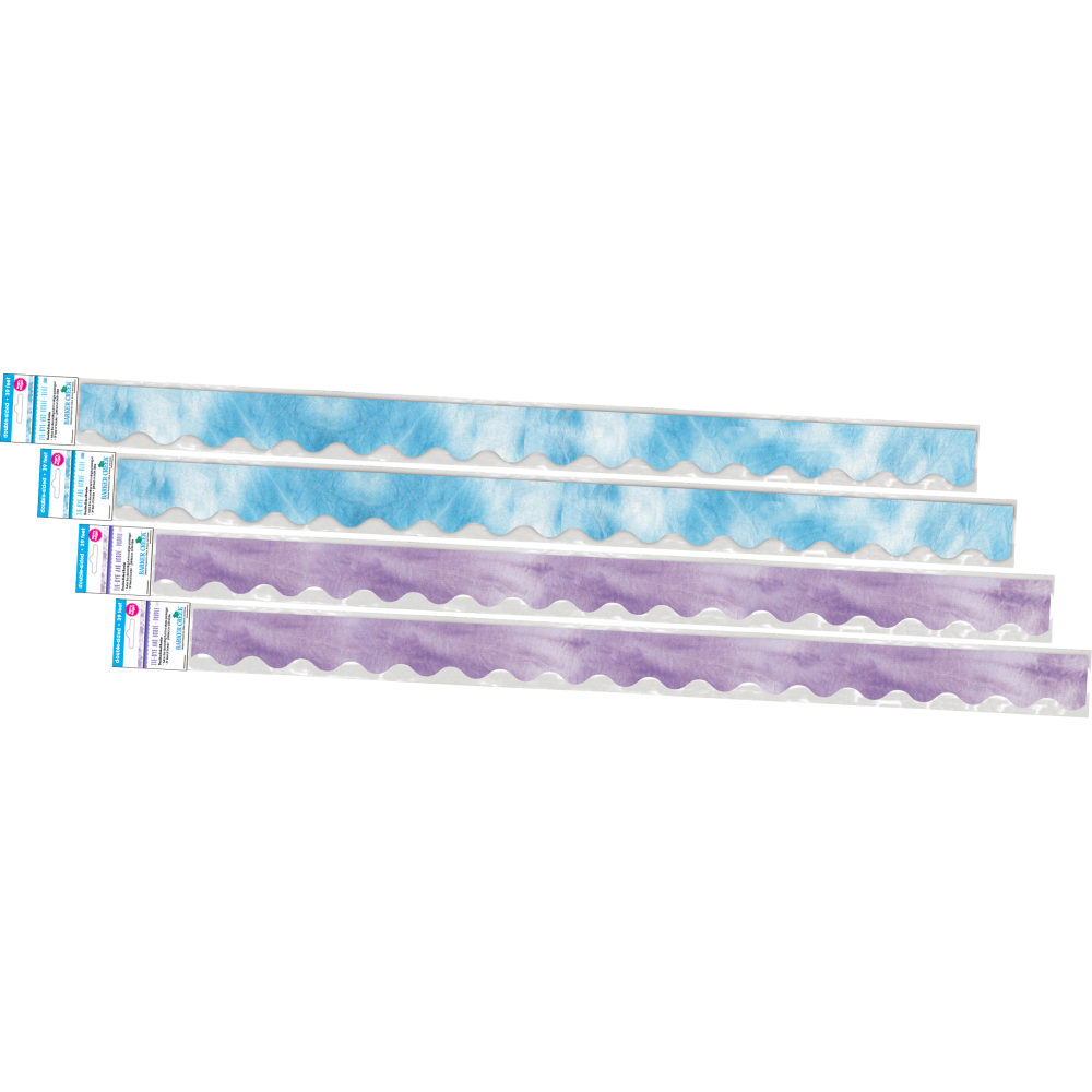 Barker Creek Double-Sided Scalloped-Edge Border Strips, 2-1/4in x 36in, Blue/Purple Tie-Dye And Ombre, Pack Of 52 Strips MPN:4359