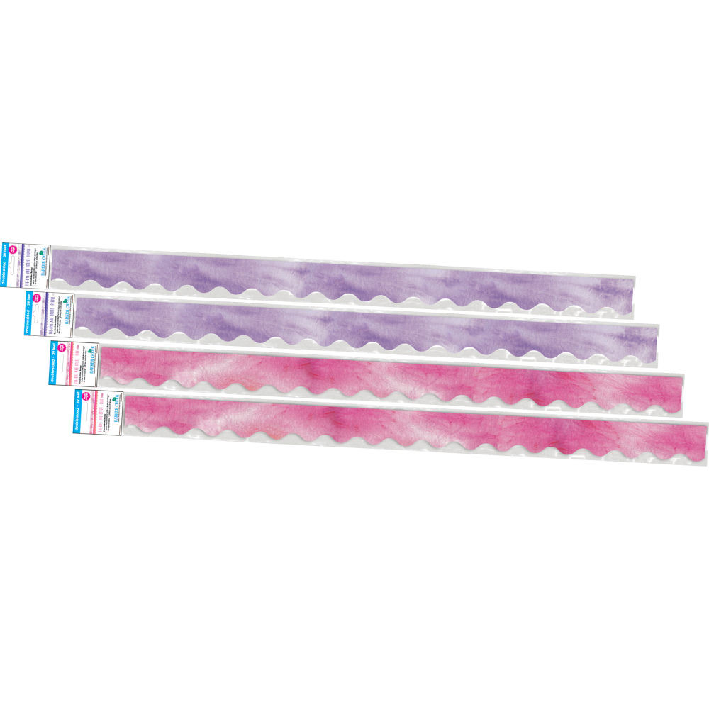 Barker Creek Double-Sided Scalloped-Edge Border Strips, 2-1/4in x 36in, Pink/Purple Tie-Dye And Ombre, Pack Of 52 Strips MPN:4361