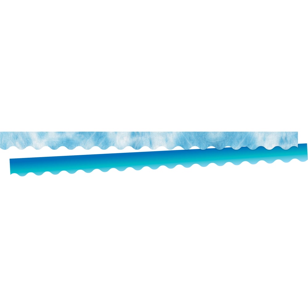 Barker Creek Double-Sided Scalloped Edge Borders, 2-1/4in x 36, Blue Tie-Dye And Ombre, Pack Of 13 Borders MPN:938