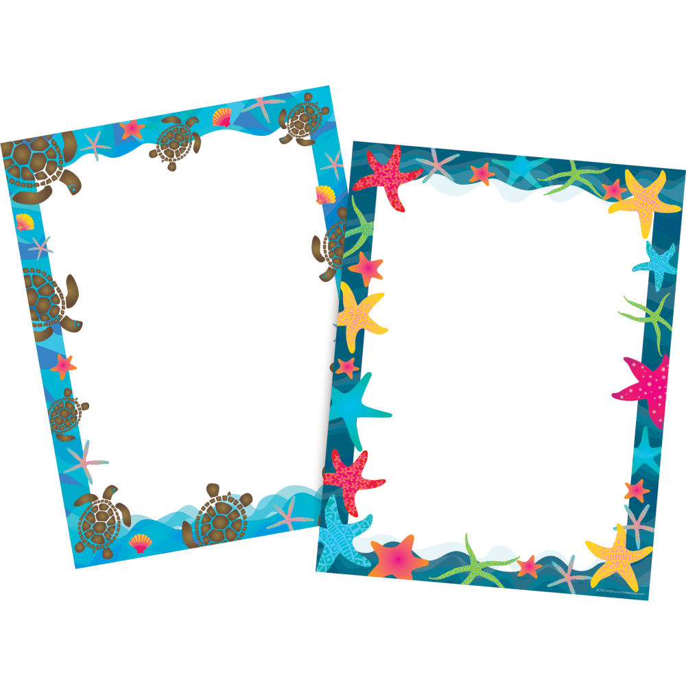 Barker Creek Designer Computer Paper, 8-1/2in x 11in, Kai Ola Starfish And Sea Turtles, 50 Sheets Per Pack, Set Of 2 Packs MPN:4013