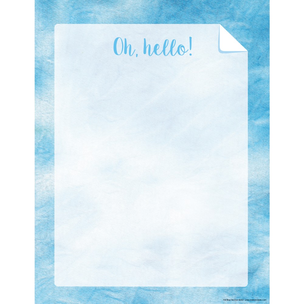 Barker Creek Designer Computer Paper, 8-1/2in x 11in, Blue Tie-Dye, Pack Of 50 Sheets MPN:704
