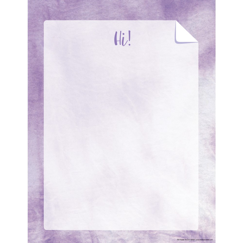 Barker Creek Designer Computer Paper, 8-1/2in x 11in, Purple Tie-Dye, Pack Of 50 Sheets MPN:705