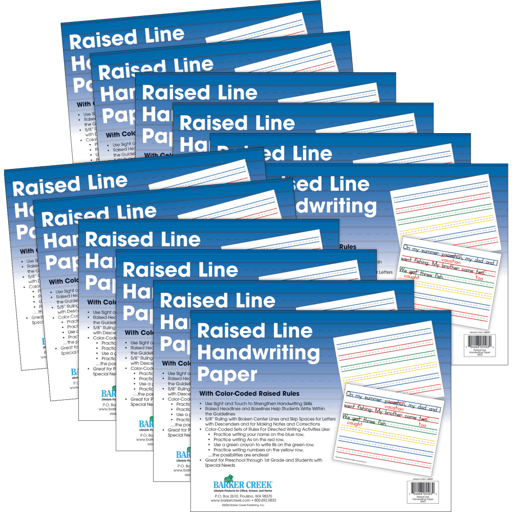 Barker Creek Handwriting Paper, 8-1/2in x 11in, Raised Line, Pack Of 600 Sheets MPN:5503-12