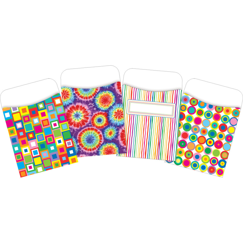 Barker Creek Peel & Stick Library Pockets, 3-1/2in x 5-1/8in, Groovy, Set Of 120 Pockets MPN:4061