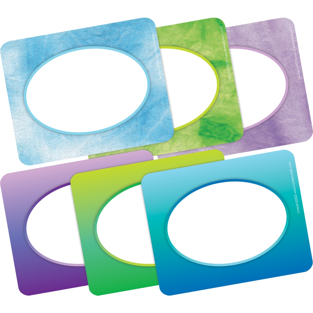 Barker Creek Self-Adhesive Name Tags, 2-3/4in x 3-1/2in, Tie-Dye & Ombre, Pack Of 90 Name Tags MPN:4364