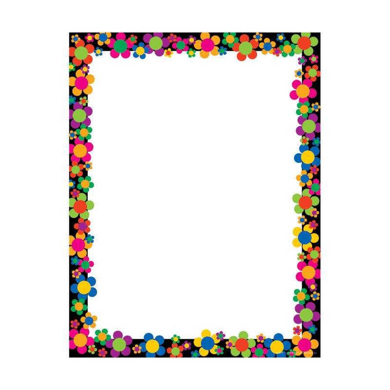 Barker Creek Computer Paper, 8 1/2in x 11in, Neon Flower Power, Pack Of 50 Sheets MPN:LL730