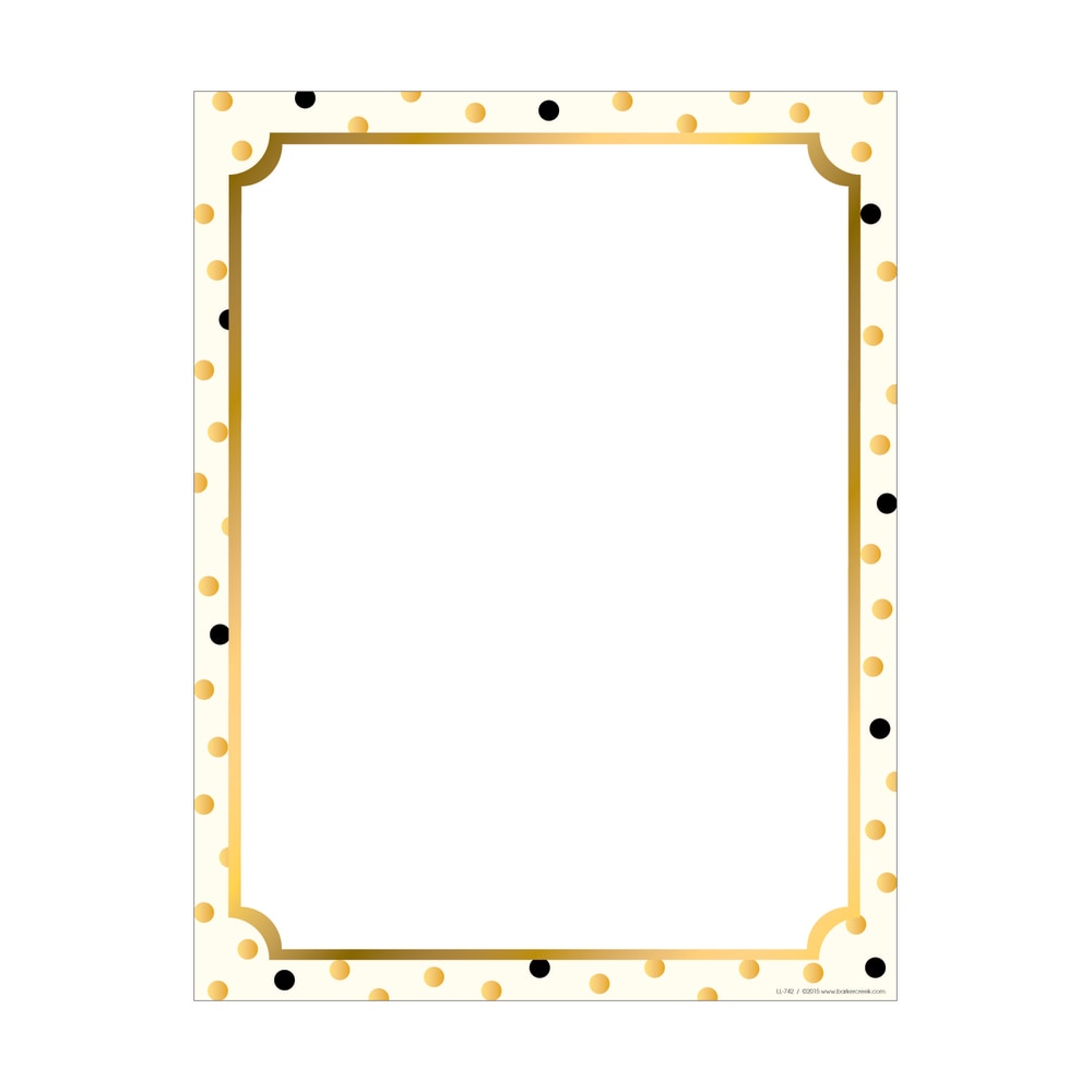 Barker Creek Computer Paper, 8 1/2in x 11in, Gold, Pack Of 50 Sheets MPN:LL741