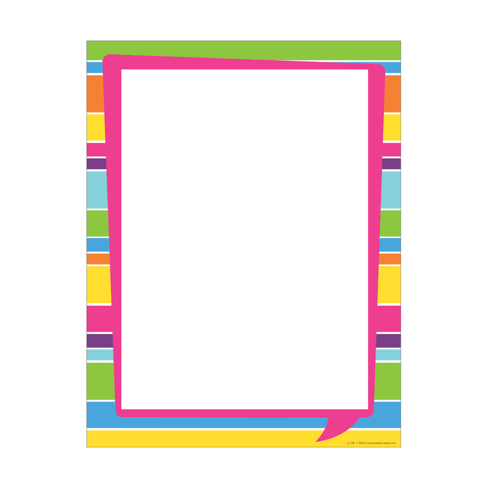 Barker Creek Computer Paper, 8 1/2in x 11in, Happy Bright Stripe, Pack Of 50 Sheets MPN:LL745