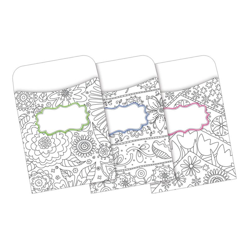 Barker Creek Peel & Stick Library Pockets, Color Me! In My Garden, Pack Of 30 MPN:BC1243