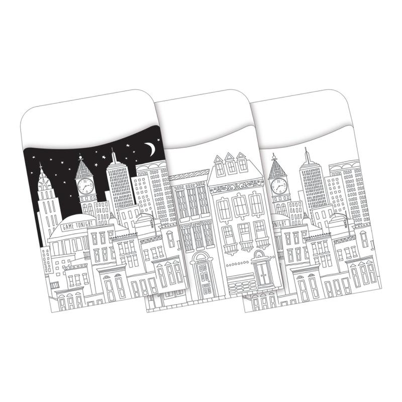 Barker Creek Peel & Stick Library Pockets, Color Me! Cityscapes, Pack Of 30 MPN:BC1244