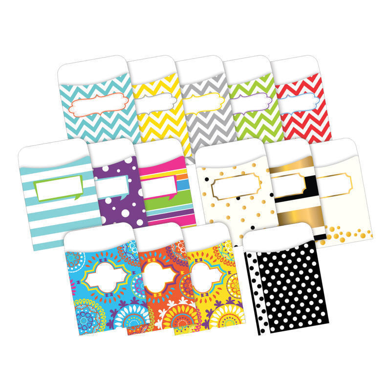 Barker Creek Curated Collection 5-Design Library Pocket Set, 3-1/2in x 5-1/8in, Multicolor, Pack Of 150 Pockets MPN:BC3533