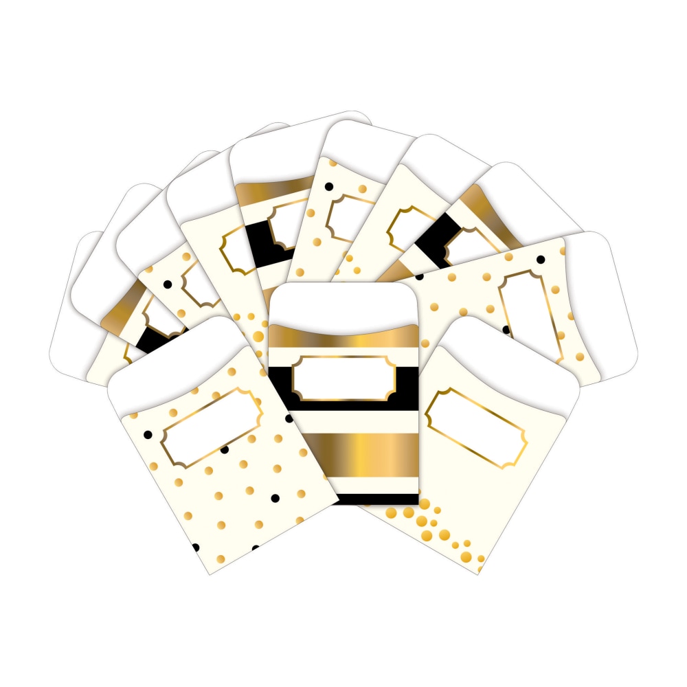 Barker Creek Peel & Stick Library Pockets, 3in x 5in, Gold, Pack Of 60 Pockets MPN:BC3840