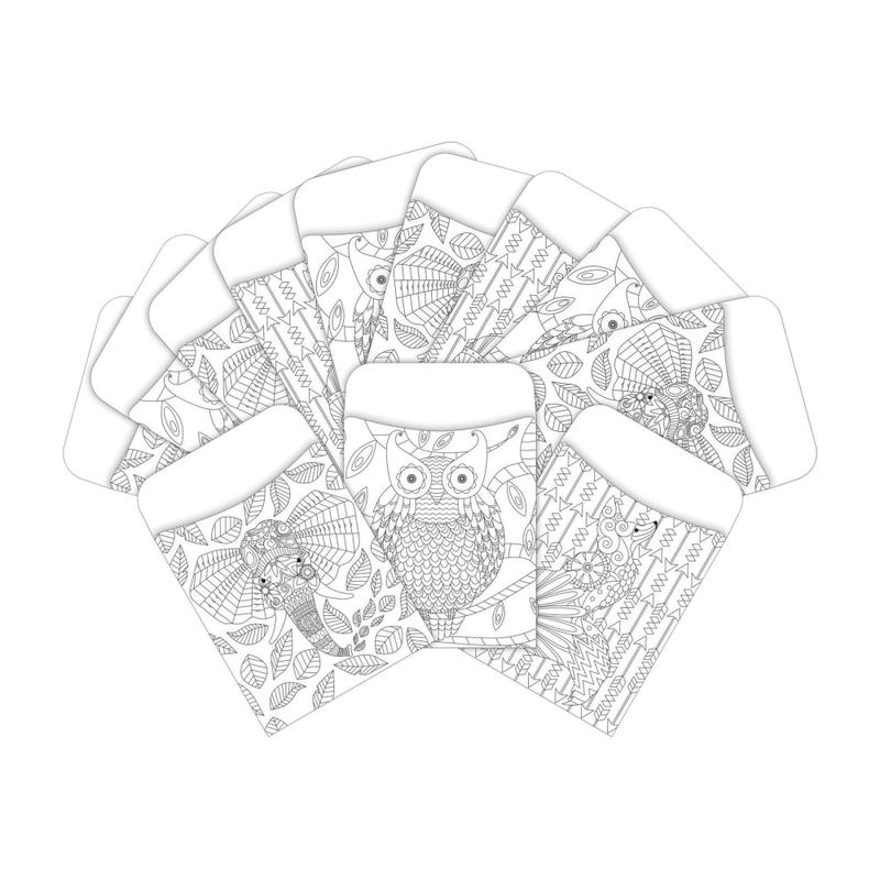 Barker Creek Peel & Stick Library Pockets, 3in x 5in, Color Me Bohemian Animals, Pack Of 60 Pockets MPN:BC3843