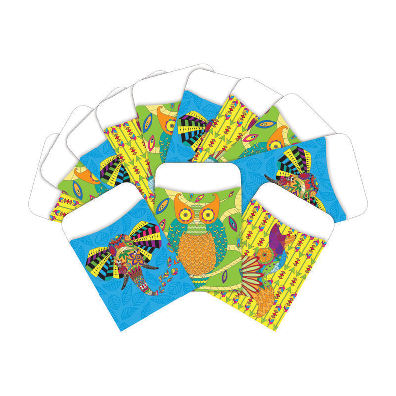 Barker Creek Peel & Stick Library Pockets, 3in x 5in, Boho Animals, Pack Of 60 Pockets MPN:BC3845