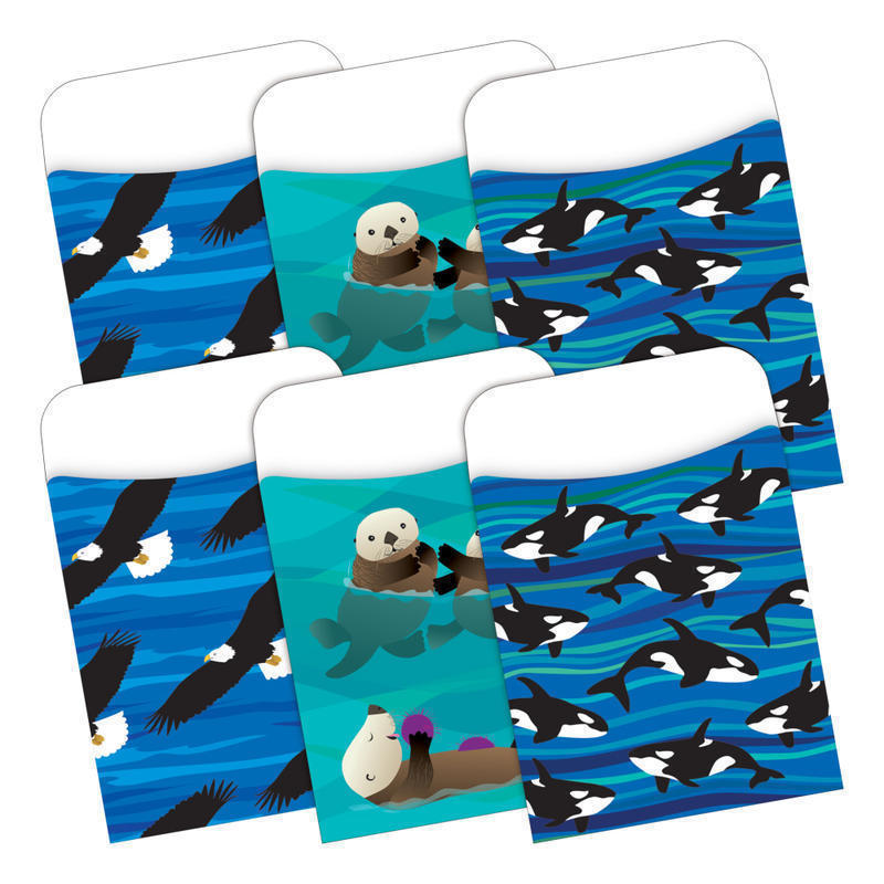 Barker Creek Peel & Stick 2-Design Pockets, 3-1/2in x 5-1/8in, Sea & Sky, Set Of 60 MPN:BC3898