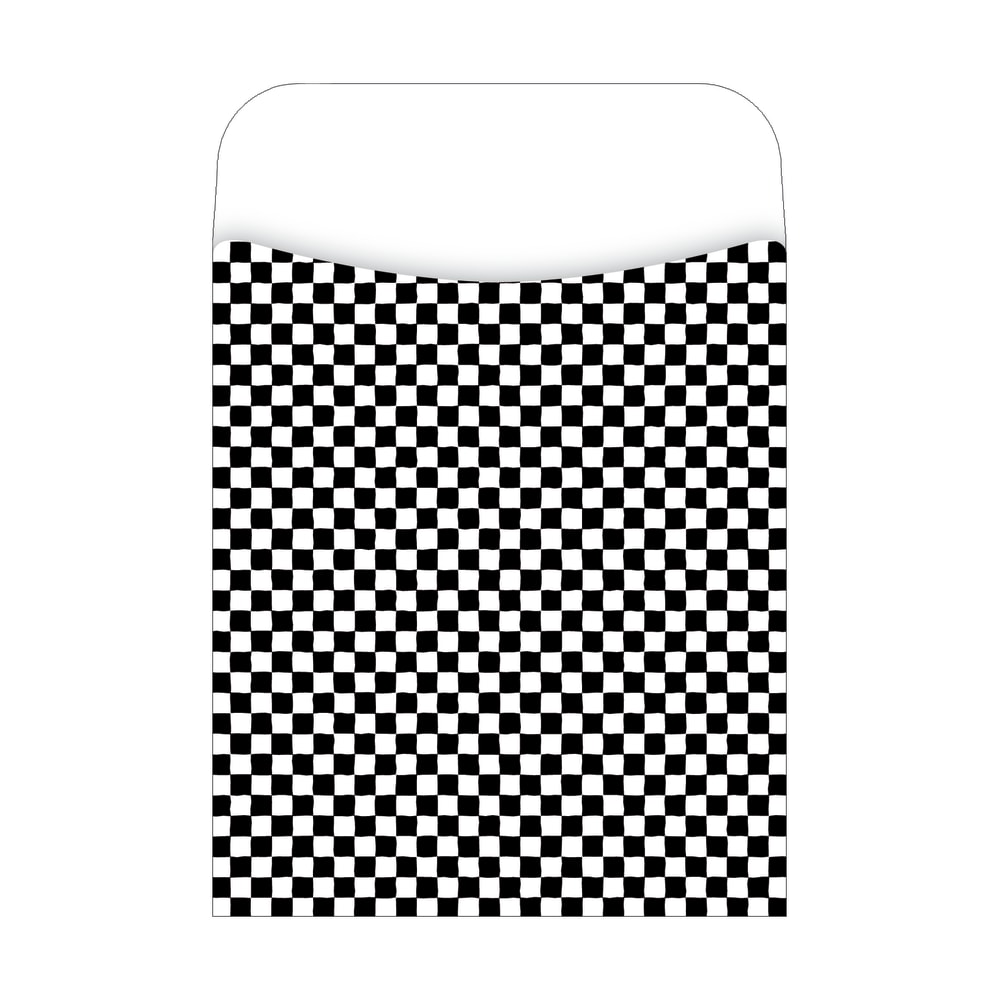 Barker Creek Library Pockets, 3 1/2in x 5 1/8in, Black Checks, Pack Of 30 MPN:LL1204