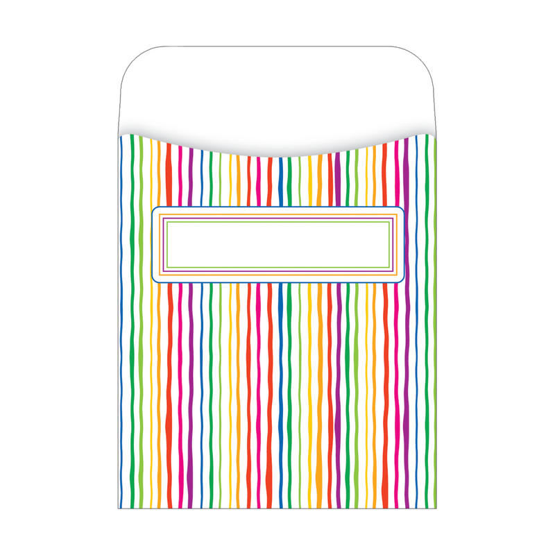 Barker Creek Peel & Stick Library Pockets, 3 1/2in x 5 1/8in, Stripes, Pack Of 30 MPN:LL1209