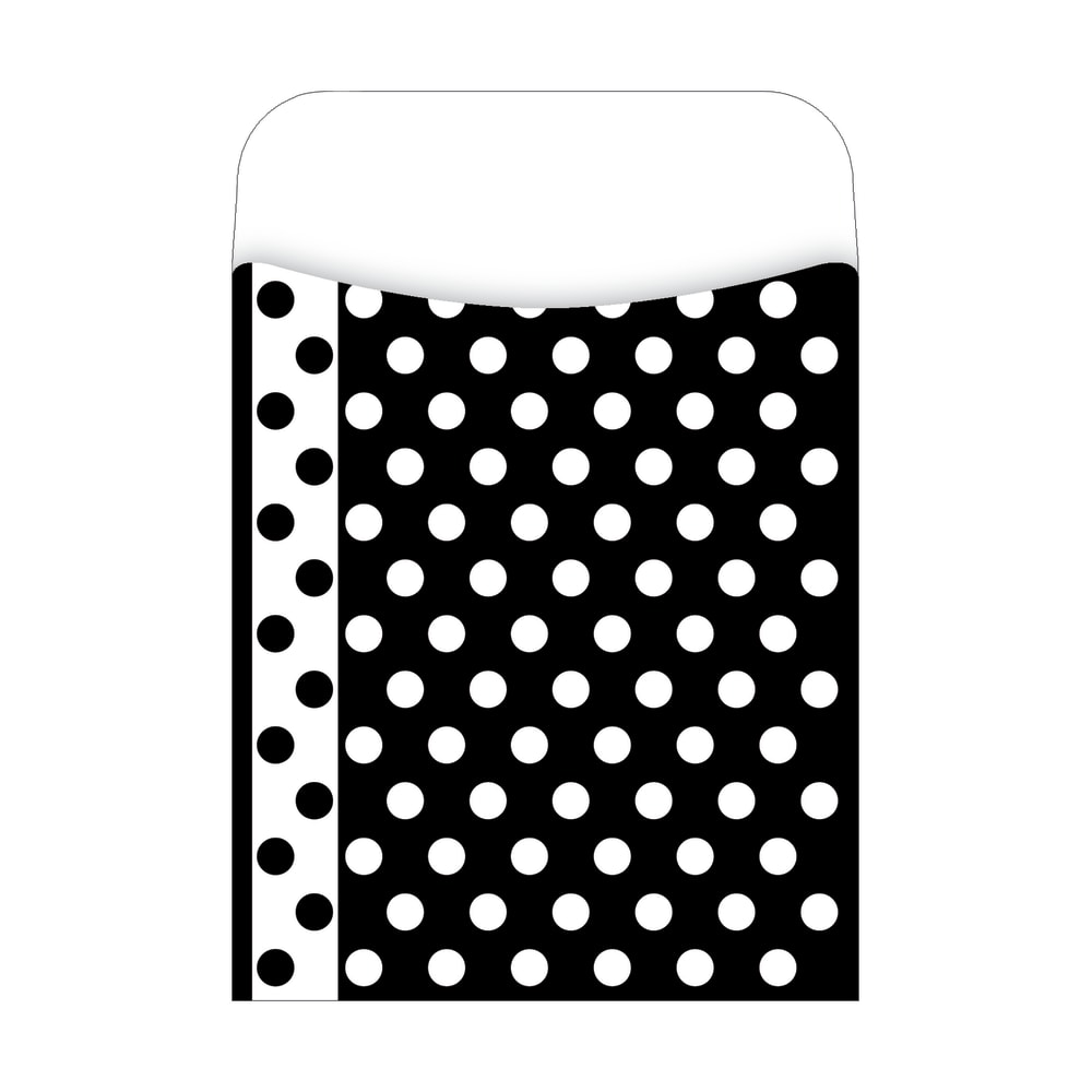Barker Creek Peel & Stick Library Pockets, 3 1/2in x 5 1/8in, Black And White Dots, Pack Of 30 MPN:LL1213
