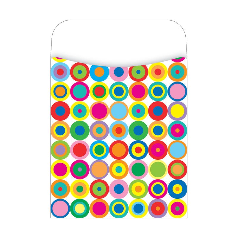 Barker Creek Peel & Stick Library Pockets, 3 1/2in x 5 1/8in, Disco Dots, Pack Of 30 MPN:LL1224