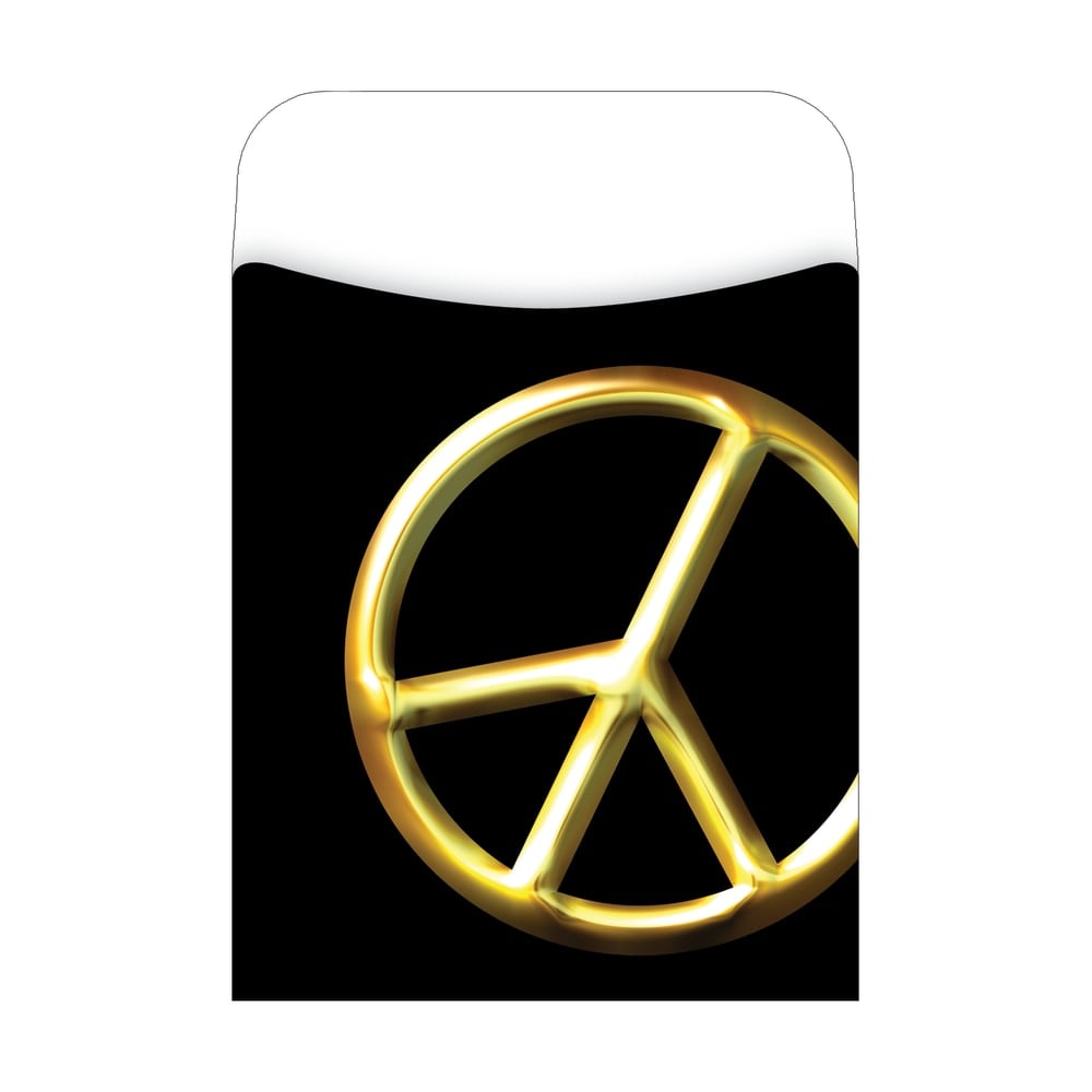 Barker Creek Peel & Stick Library Pockets, 3 1/2in x 5 1/8in, Peace, Pack Of 30 MPN:LL1228