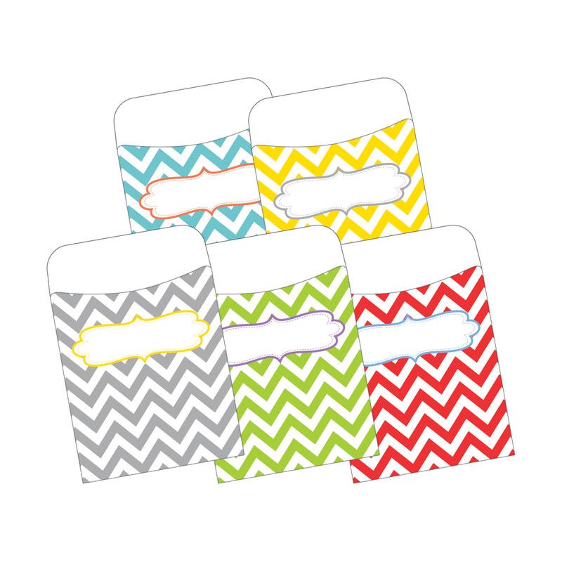 Barker Creek Peel & Stick Library Pockets, 3 1/2in x 5 1/8in, Chevron Beautiful, Pack Of 30 MPN:LL1231