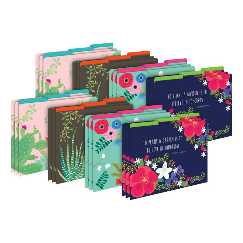 Barker Creek Tab File Folders, Letter Size, Petals & Prickles, Pack Of 24 Folders MPN:BC3875