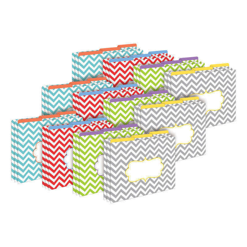 Barker Creek Tab File Folders, Letter Size, Beautiful Chevron, Pack Of 36 Folders MPN:BC3930