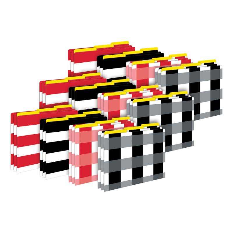 Barker Creek Tab File Folders, Letter Size, Buffalo Plaid/Wide Stripes, Pack Of 36 Folders MPN:BC3936