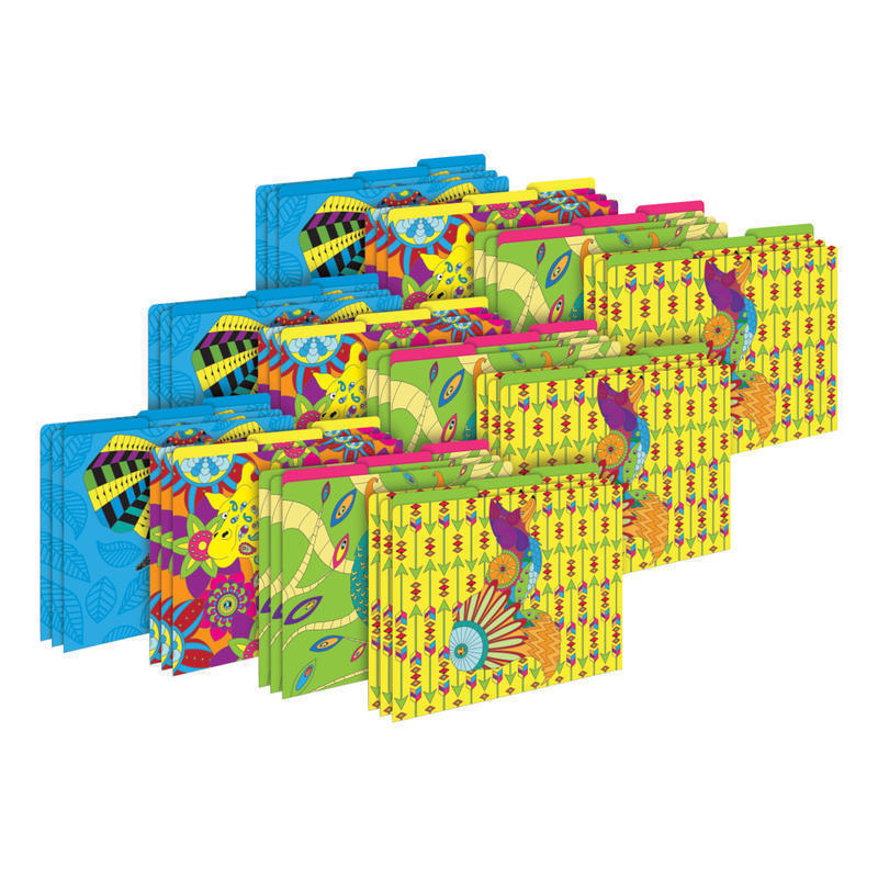 Barker Creek Tab File Folders, Letter Size, Bohemian Animals, Pack Of 36 Folders MPN:BC3937