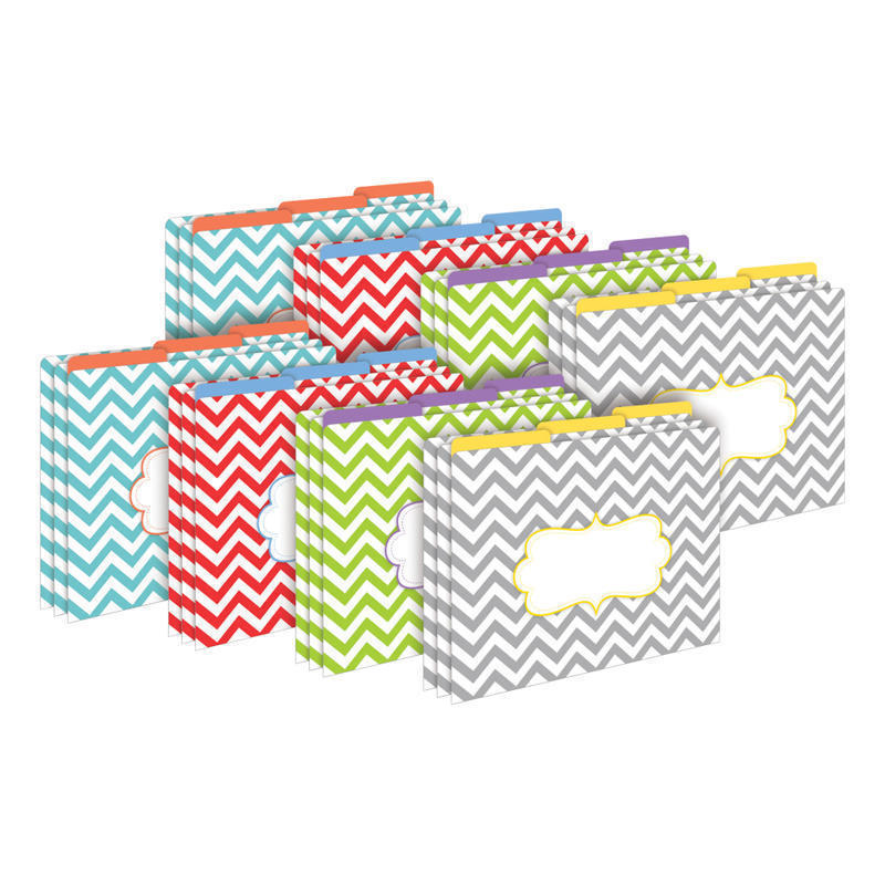 Barker Creek Tab File Folders, Letter Size, Beautiful Chevron, Pack Of 24 Folders MPN:BC3956