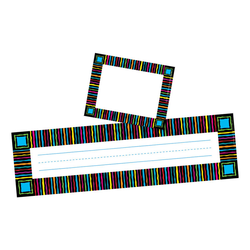 Barker Creek Name Tag And Name Plate Set, Neon Stripes MPN:BC3970