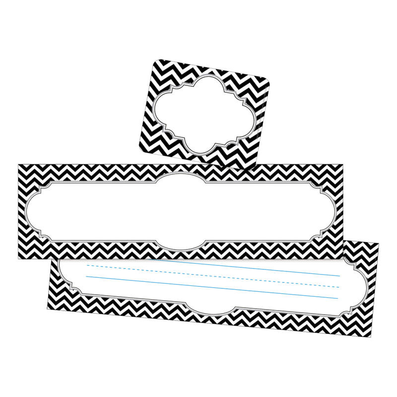 Barker Creek Name Tag & Name Plate Set, Chevron Black Tie Affair MPN:BC3984