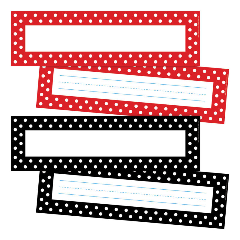 Barker Creek Double-Sided Name Plates, 12in x 3-1/2in, Dots, Pack Of 36 Plates, Set Of 2 Packs MPN:BC1450