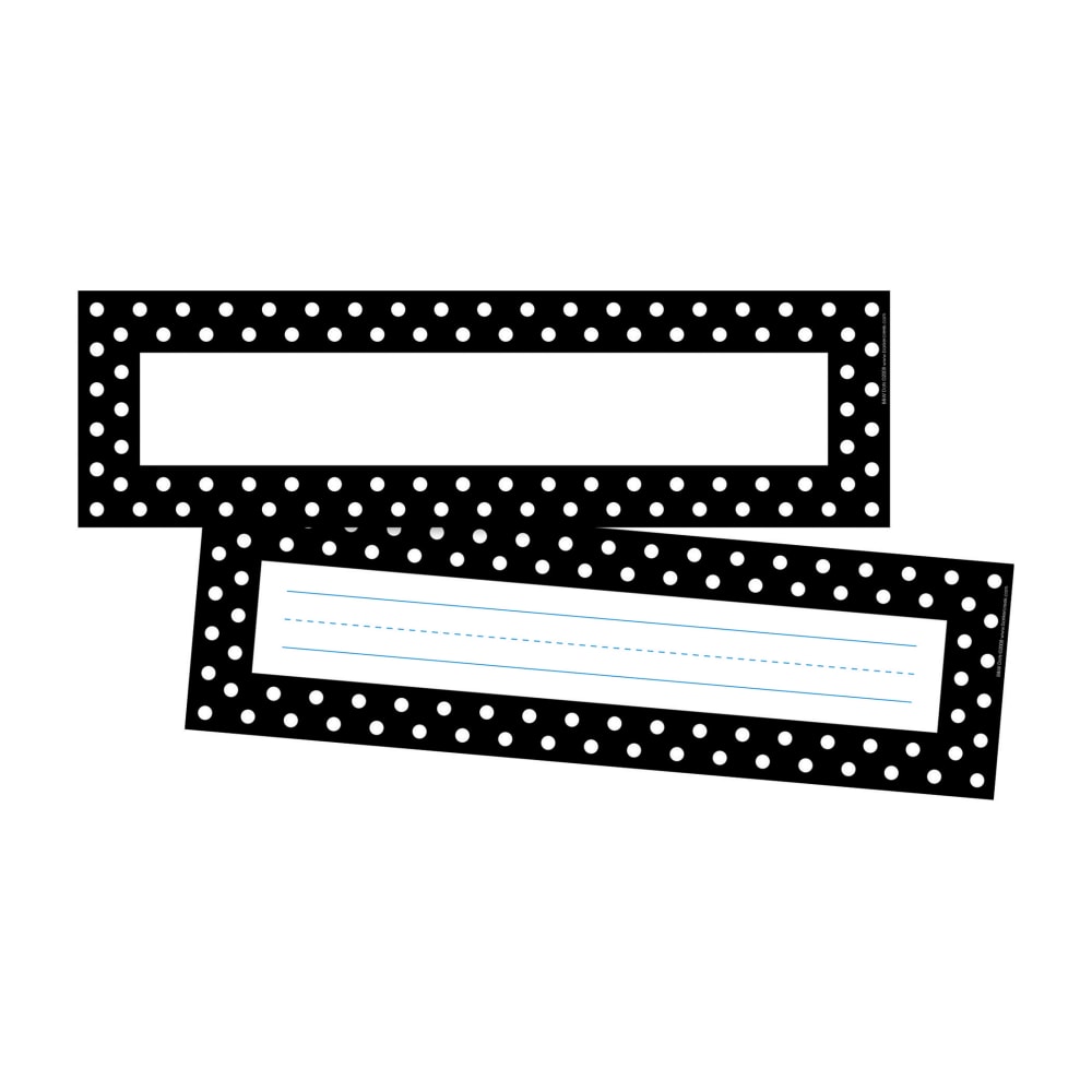 Barker Creek Double-Sided Name Plates, 12in x 3 1/2in, Black/White Dot, Pack Of 72 Name Plates MPN:BC3787