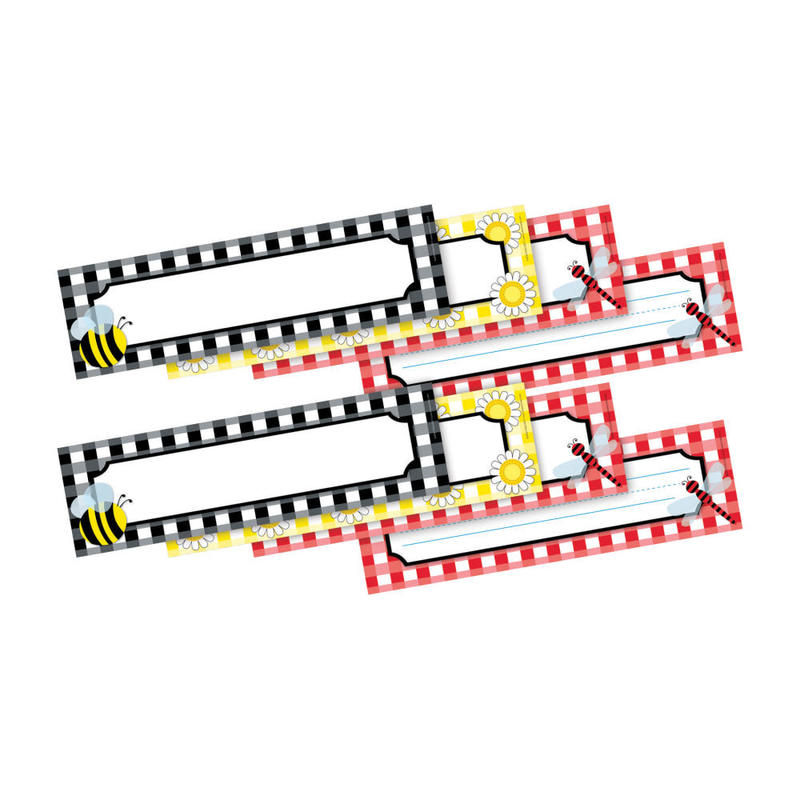 Barker Creek Double-Sided Name Plates, 12in x 3 1/2in, Buffalo Plaid, Pack Of 72 Name Plates MPN:BC3809