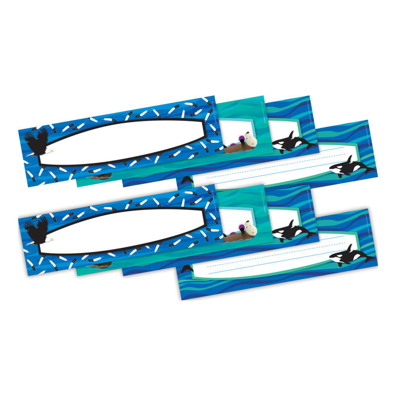 Barker Creek Double-Sided Name Plates, 12in x 3-1/2in, Sea & Sky, Set Of 36 Name Plates, Pack Of 2 Sets MPN:BC3897