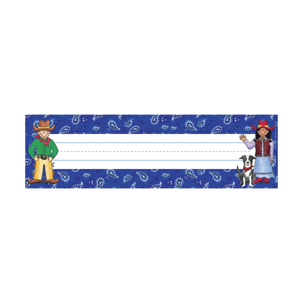 Barker Creek Single-Sided Desk Tags/Bulletin Board Signs, 12in x 3 1/2in, Western, Pre-K To Grade 6, Pack Of 36 MPN:LL1404