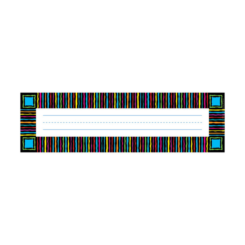 Barker Creek Single-Sided Desk Tags/Bulletin Board Signs, 12in x 3 1/2in, Neon Stripes, Pre-K To Grade 6, Pack Of 36 MPN:LL1406