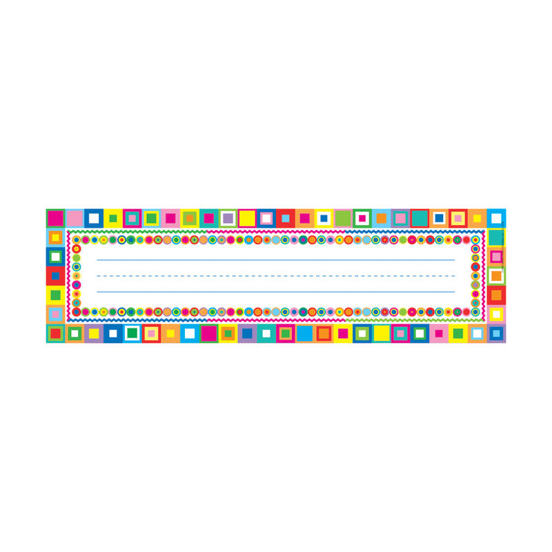 Barker Creek Single-Sided Desk Tags/Bulletin Board Signs, 12in x 3 1/2in, Retro, Pre-K To Grade 6, Pack Of 36 MPN:LL1409