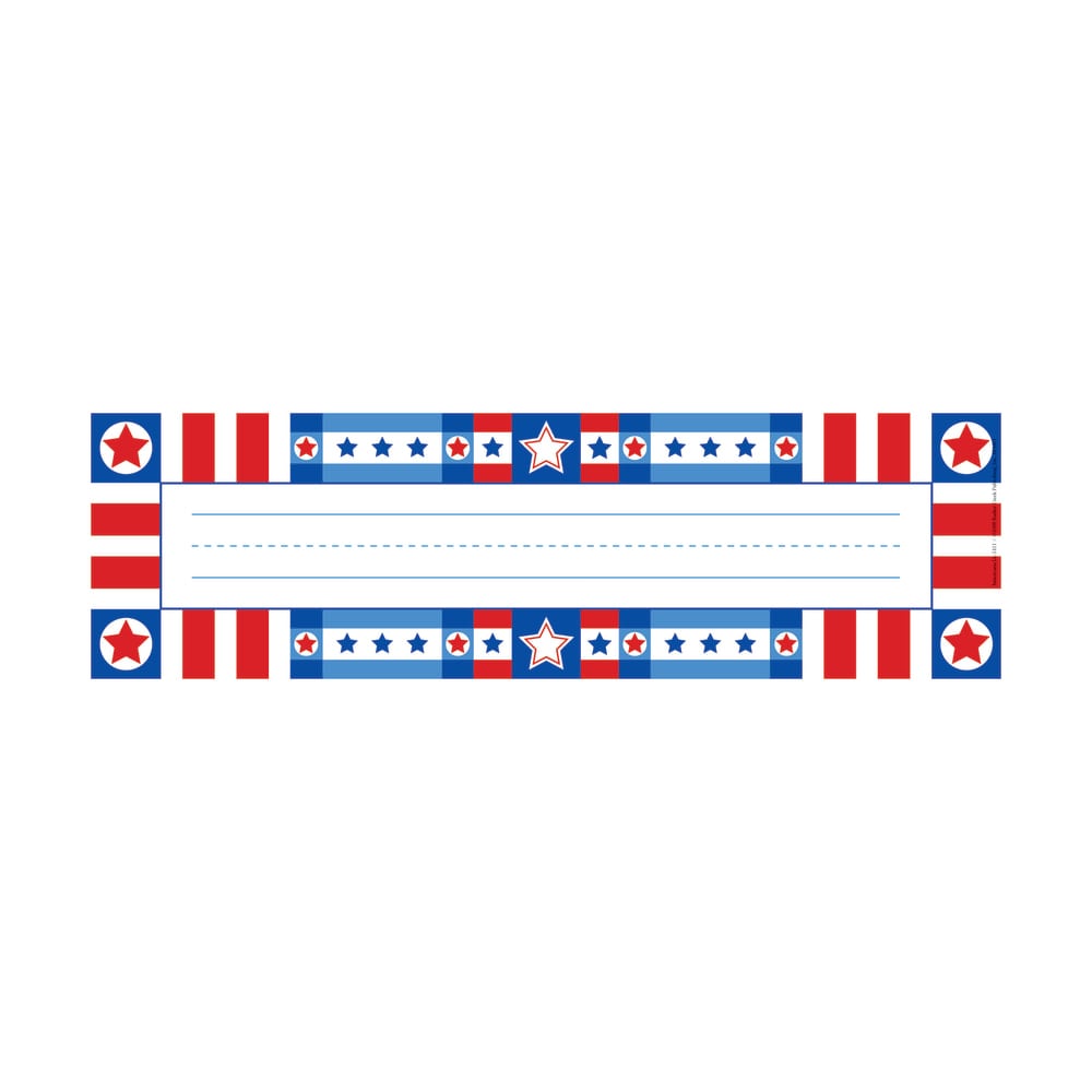 Barker Creek Single-Sided Desk Tags/Bulletin Board Signs, 12in x 3 1/2in, Americana, Pre-K To Grade 6, Pack Of 36 MPN:LL1411