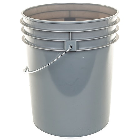 5 gal Round Storage Pail, Gray, High Density Polyethylene MPN:ROP2150GRAY-M