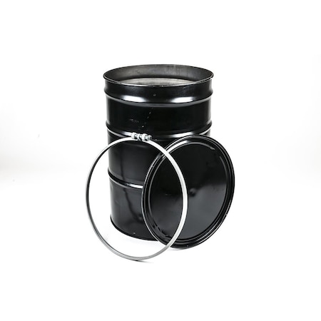 55 Gal Reconditioned Open Head Drum, Steel, Black MPN:OH55-3R-RECON