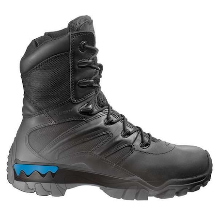 Military/Tactical Boot, Leather/Fabric Upper, Rubber Outsole, Plain Toe, Side Zipper, Black, 14 M MPN:E02348