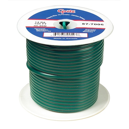 Primary Wire, GPT, 20 AWG, 1C C, Green, PVC, Stranded, 60V, 100 ft. MPN:87-2006