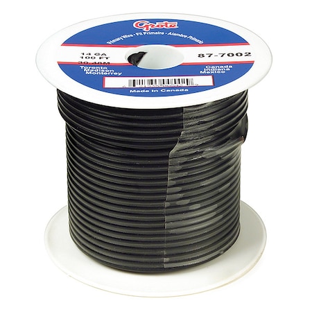 Primary Wire, GPT, 22 AWG, 1C C, Black, PVC, Stranded, 60V, 100 ft. MPN:87-9102