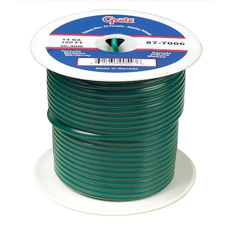 Primary Wire, GPT, 22 AWG, 1C C, Green, PVC, Stranded, 60V, 100 ft. MPN:87-9106