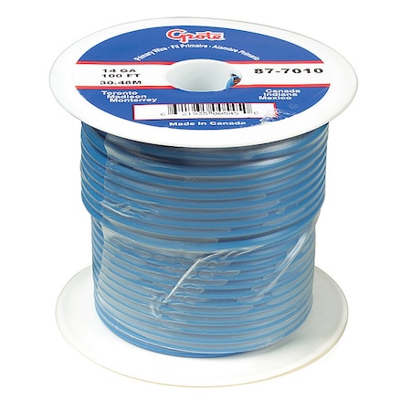 Primary Wire, GPT, 22 AWG, 1C C, Blue, PVC, Stranded, 60V, 100 ft. MPN:87-9110